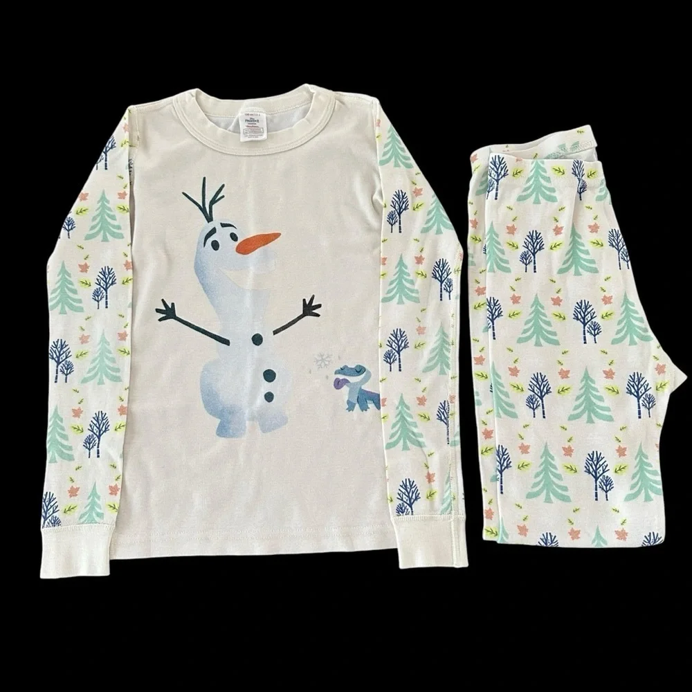 Hanna Andersson Disney Frozen 2 girls 8 Organic‎ Cotton Pajama Set Olaf Winter